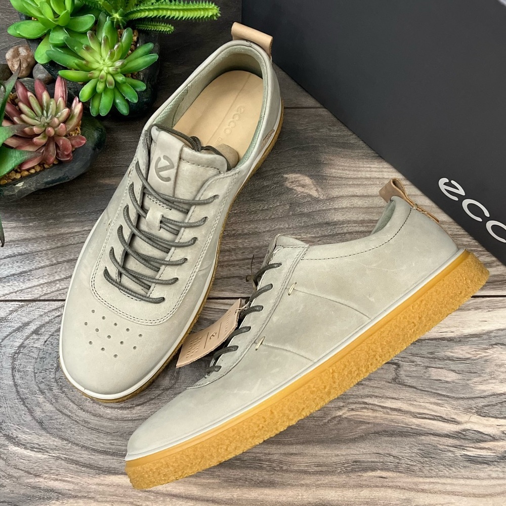 NIB Ecco Crepetray Leather Sneaker Sage - Picture 2 of 15